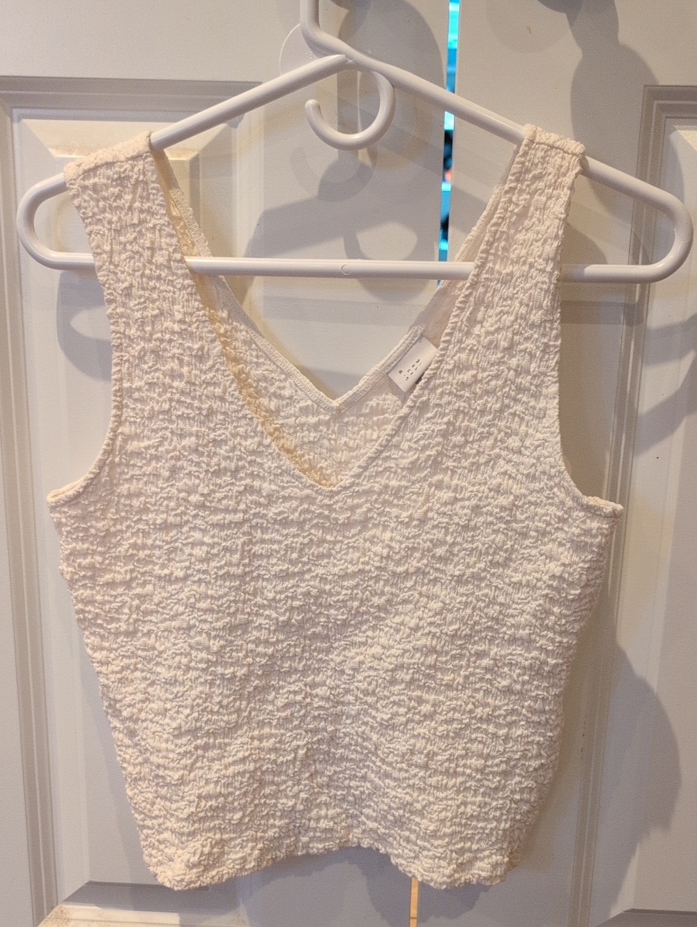a new day Cream Textured V-Neck Tank Top